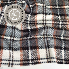 Webware kariert Karomuster Deadstock flauschig, grau cognac schwarrz cremewei�