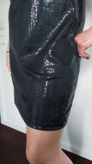 RESTST�CK 70 cm Jerseystoff Paillette funkelnder Stoff elastisch Abendkleidstoff, schwarz