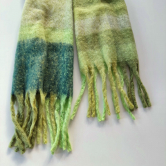 Schal mit Fransen Blockstreifen Halstuch flauschig weich, Gr�nt�ne