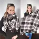 Schal Halstuch kariert Karomuster flauschig weich, dunkelbraun cremewei�