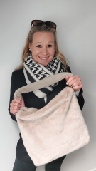 Fake Fur Felltasche flauschig weich uni, taupe
