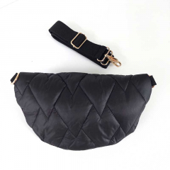 Bauchtasche Steppstoff gold RV Gurtband - schwarz