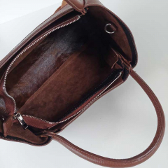 Wildledertasche 2 in 1 Handtasche & T�schchen Ledergriffe-Havanna Braun - Made in Italy