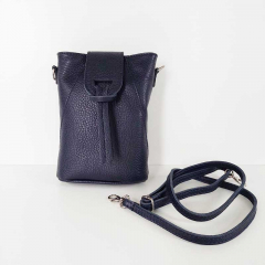 Ledertasche rechteckig hochkant - dunkelblau - Made in Italy