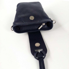 Ledertasche rechteckig hochkant - dunkelblau - Made in Italy