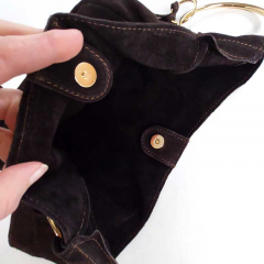 Wildledertasche gro�e goldene Ringe plus Ledert�schchen , dunkelbraun