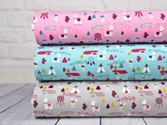 RESTST�CK 39 cm French Terry Sweatstoff Lamas Kakteen Tipis, rosa