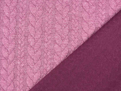 Jacquardjersey Stoff Zopfmuster, beere