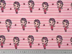 Jerseystoff M�dchen Streifen Digitaldruck, rosa