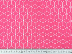 Baumwollstoff W�rfelmuster, wei� pink