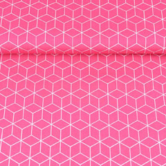 Baumwollstoff W�rfelmuster, wei� pink