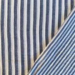 RESTST�CK 65 cm Musselin Stoff Double Gauze Streifen Baumwollstoff, dunkelblau wei�