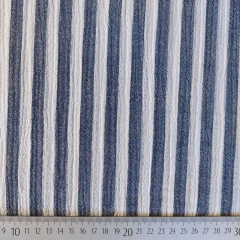 RESTST�CK 65 cm Musselin Stoff Double Gauze Streifen Baumwollstoff, dunkelblau wei�
