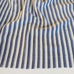 RESTST�CK 65 cm Musselin Stoff Double Gauze Streifen Baumwollstoff, dunkelblau wei�