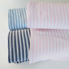 RESTST�CK 65 cm Musselin Stoff Double Gauze Streifen Baumwollstoff, dunkelblau wei�