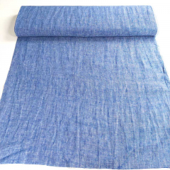 RESTST�CK 138 cm Leinenstoff 100% Leinen Georgio, mittelblau