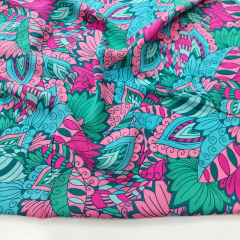 RESTST�CK 50 cm Viskose Stoff Blumen Webware bunt, pink mint petrol