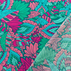 RESTST�CK 50 cm Viskose Stoff Blumen Webware bunt, pink mint petrol