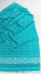 Viskose Stoff Meterware Webware Rauten Federn Boho Style Bord�ren Druck, mint