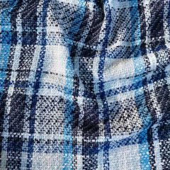 Boucle Stoff Karomuster Webware kariert Meterware, kobaltblau dunkelblau wei�