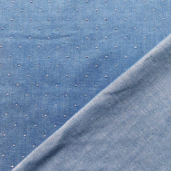 Jeansstoff kleine Glitzerpunkte Foliendruck 3 D, silber hellblau