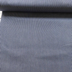 Jeans Stoff mit Stretch Streifen Meterware Denim, wei� dunkelblau