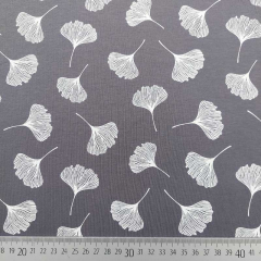 RESTST�CK 109 cm Jerseystoff Ginkgobl�tter Metware, wei� grau