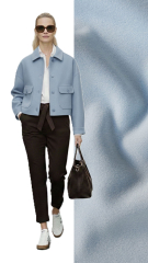 RESTST�CK 96 cm Jackenstoff Mantelstoff Velourstoff Lodenstoff Meterware weich uni - icy blue (hellblau)