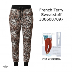 French Terry Sweatstoff Leopardenmuster, schwarz beige