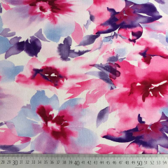 RESTST�CK 50 cm French Terry Sweatstoff Blumen Sommersweat, rosa pink lila