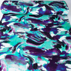 RESTST�CK 50 cm French Terry Sweatstoff abstraktes Muster Sommersweat mint lila blau