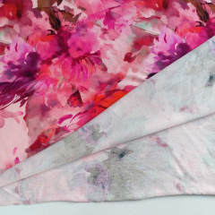 RESTST�CK 50 cm Viskose Jersey Stoff Blumen, pink rosa rot