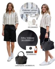 Viskose Leinen Slub Webware Doppestreifen, schwarz wei�