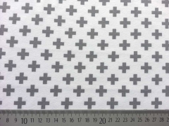 RESTST�CK 36 cm Jersey mit kleinen Kreuzen, grau auf weiss