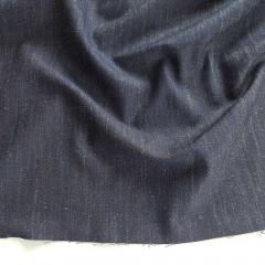Denim Leinen Stoff mit Stretch Jeansstoff Meterware, dunkelblau beige