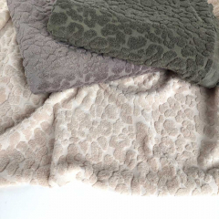 Sweat Frottee Stoff Leopardenmuster, armygr�n
