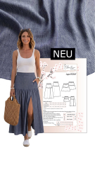 RESTST�CK 76 cm Viskose-Leinen Stoff weich fallend dunkelblau – Twill Sommerstoff f�r Blusen, Kleider & Hosen