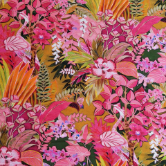 RESTST�CK 50 cm Viskose Jersey Blumen Pink – Tropischer Floraldruck Meterware