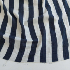 Musselin Stoff Streifen dunkelblau wei� Double Gauze Meterware