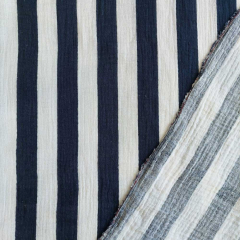 Musselin Stoff Streifen dunkelblau wei� Double Gauze Meterware