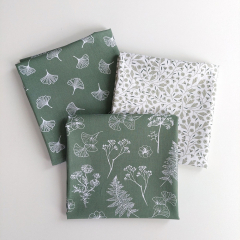Baumwollstoff Gingkobl�tter Meterware Salbeigr�n Webware