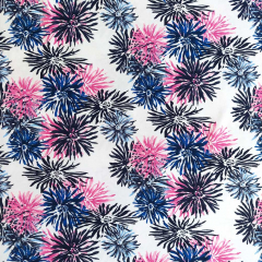 Jerseystoff Baumwolljersey Blumen - dunkelblau pink wei�