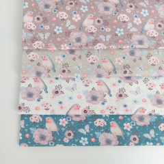 Jerseystoff Baumwolljersey V�gel Blumen - beige