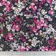Viskose Stoff Blumen Druck Blusenstoff Webware, pink dunkelblau