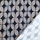 Viskose Satin Stoff Retromuster rauchblau helltaupe schwarz