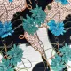 RESTST�CK 125 cm Viskose Satin Blumen Leomuster Ketten – schwarz