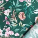 Plissee Stoff Meterware Blumen - rosa dunkelgr�n
