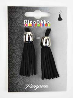 Quaste Anh�nger Wildlederimitat 7cm silber schwarz