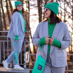 RESTST�CK 55 cm Sweat Stoff elastisch flauschige R�ckseite, hellgrau meliert