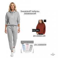 Sweat Stoff elastisch flauschige R�ckseite, hellgrau meliert